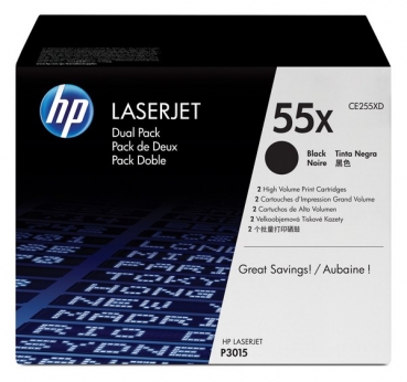 HP 55X Toner Cartridge CE255XD, 2-pack, black