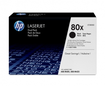 HP 80X Toner Cartridge CF280XD, 2-pack, black