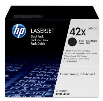 HP 42X Toner Cartridge Q5942XD, 2-pack, black