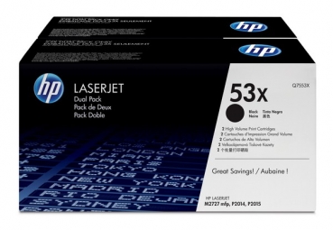 HP 53X Toner Cartridge Q7553XD, 2-pack, black